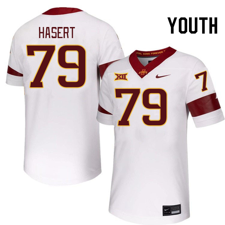 Youth #79 Deylin Hasert Iowa State Cyclones College Football Jerseys Stitched-White